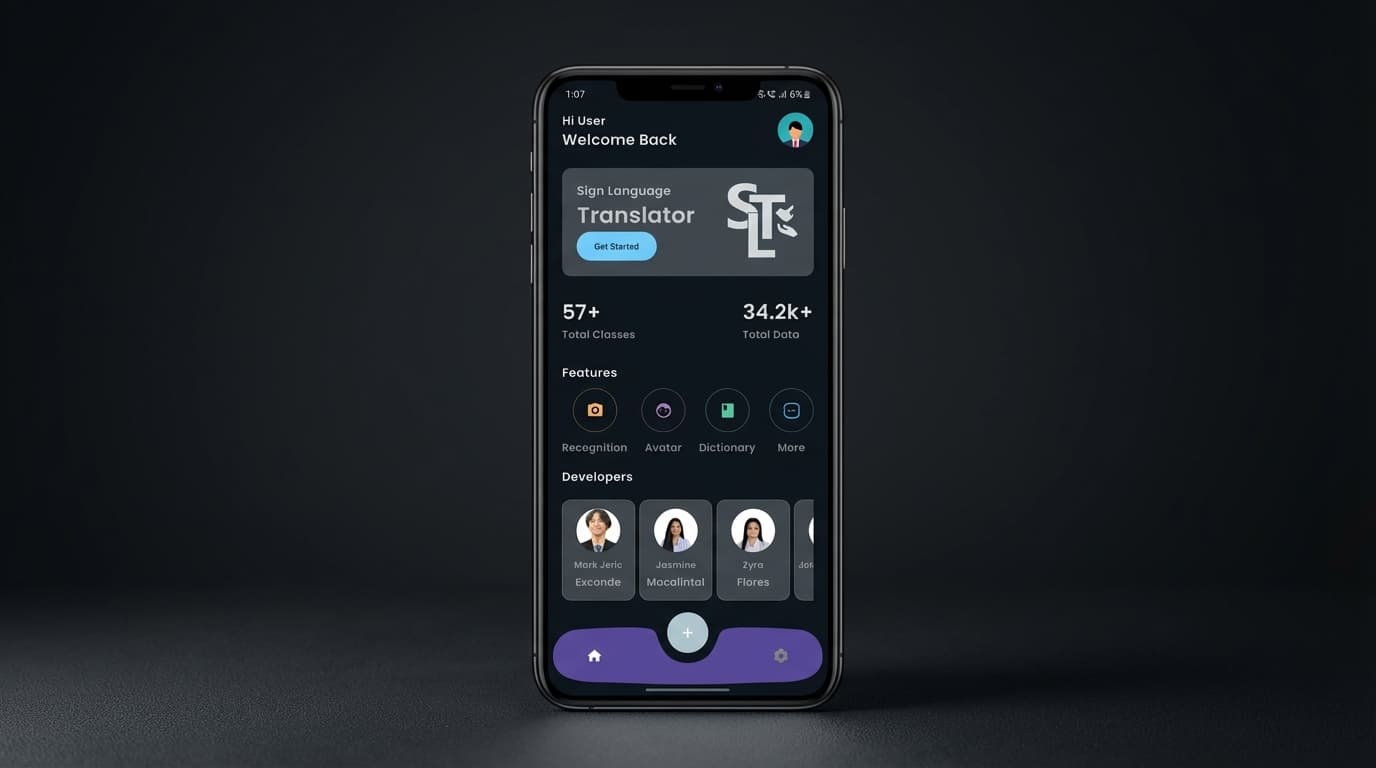 Sign Language Translator Android application displayed on a phone